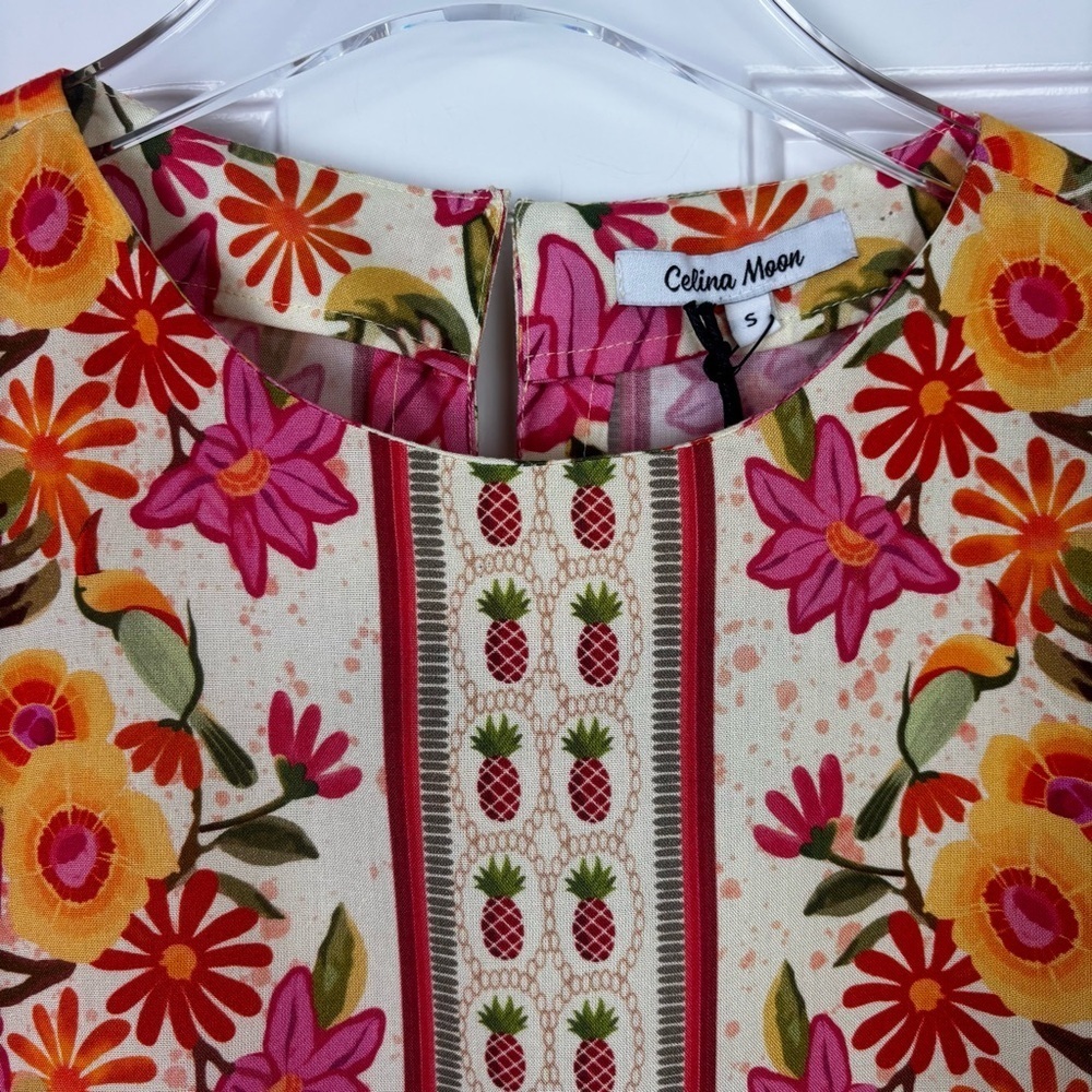 CELINA MOON Bell Sleeve Boho Tunic Mini Dress Size Small - Picture 3 of 11